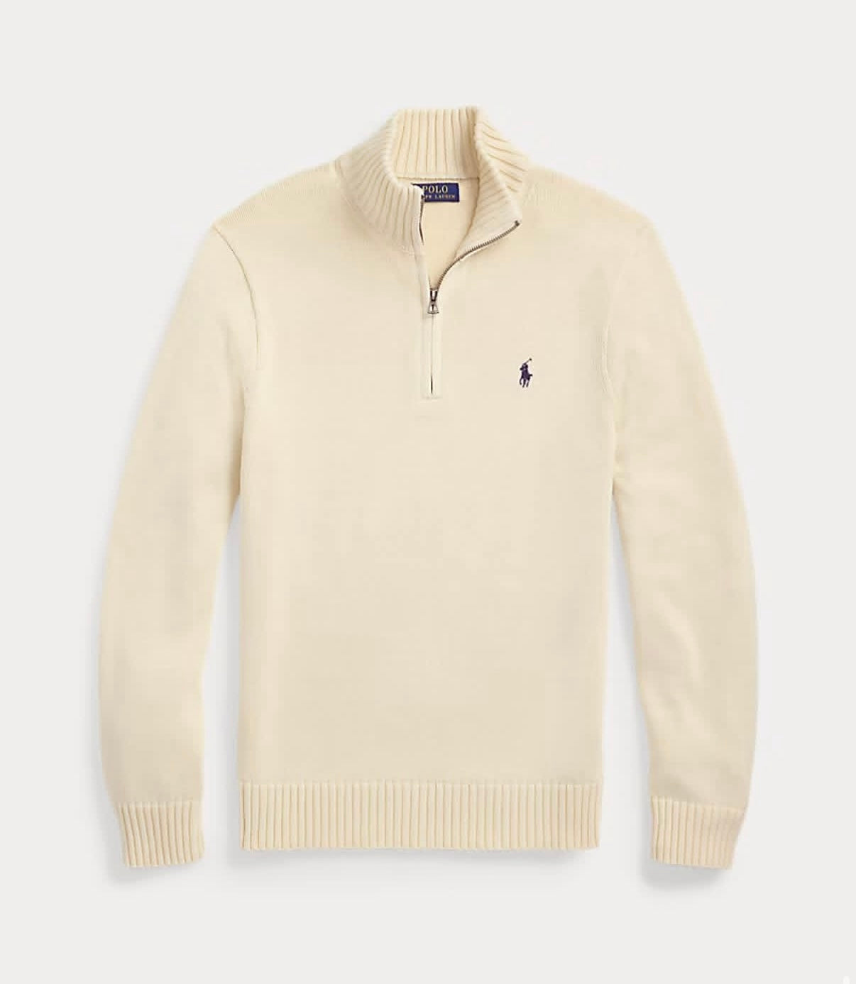 RL White Quarter Zip Sweater